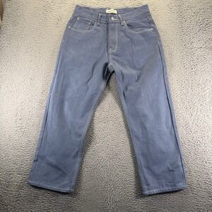 Beyond The Limit Jeans Mens 34x26 Blue Cotton Denim Straight Cropped Workwear